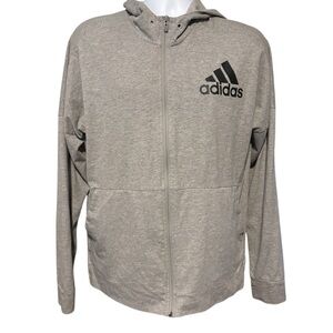 Men’s Adidas Gray Full-Zip Lightweight Hoodie With Front Pouch Size L